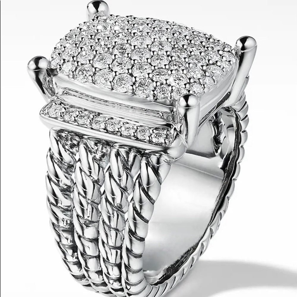 David Yurman, Silver Wheaton Ring 💍 with Pavé Diamonds